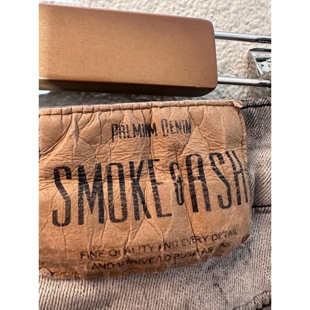 Smoke & Ash Jeans 30x30” Grey Acid Wash Distressed Moto Grunge Thrashed Biker - Picture 5 of 6